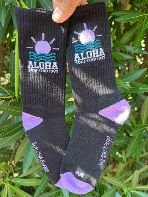 Chaussettes Aloha Sunrise surfwear noir violet