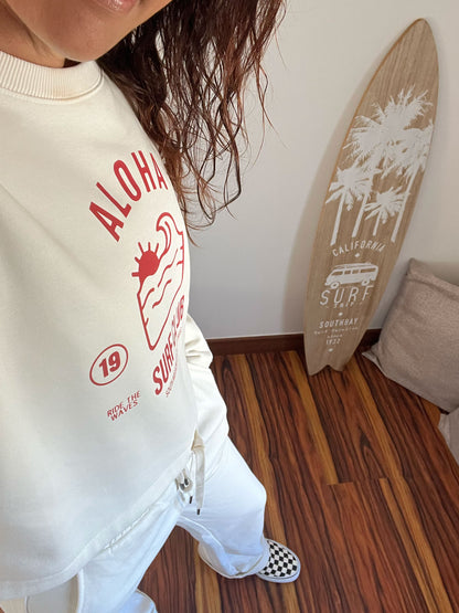 sweat crop femme beige